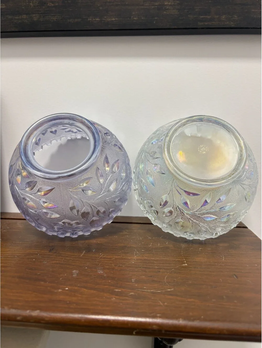 Mismatch Westmoreland Fairy Lamp Purple Carnival Top, Clear Carnival Bottom READ
